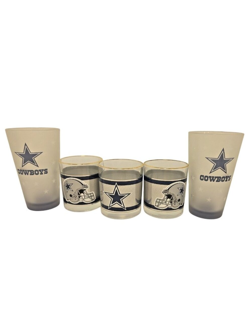 Dallas Cowboys Drinking Glass Set – 5 Piece NFL Barware Lot